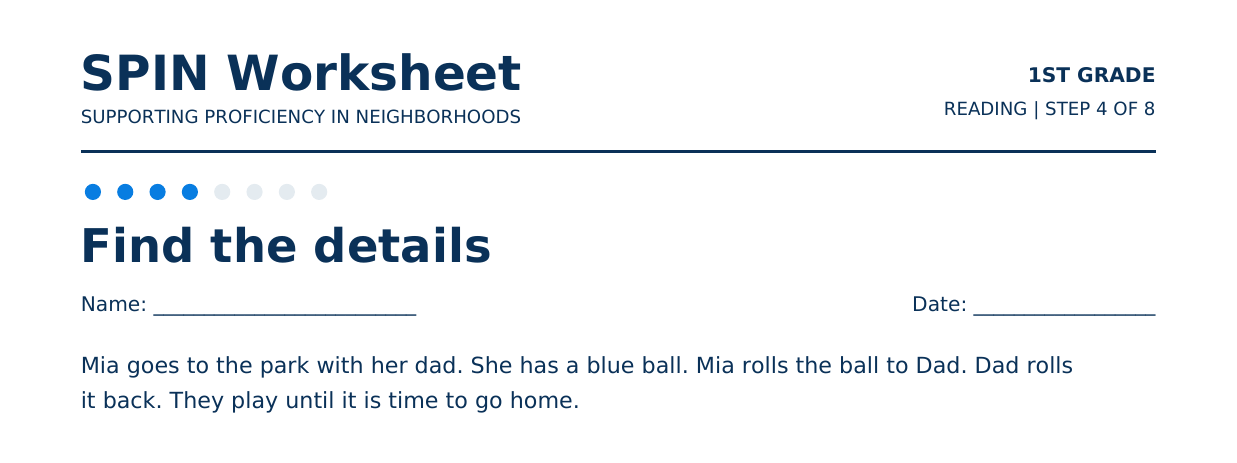 Top of SPIN Worksheet: Find the details, step 4 of 8