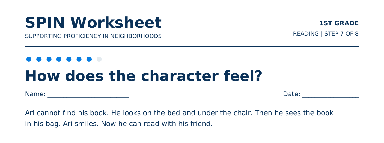 Top of SPIN Worksheet: How does the character feel?, step 7 of 8