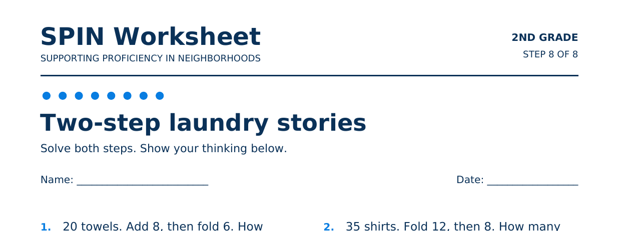 Top of SPIN Worksheet: Two-step laundry stories, step 8 of 8